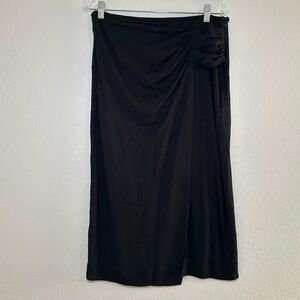 Halogen Black Ruched Midi Skirt Women’s Medium‎ Career Office Minimal going out